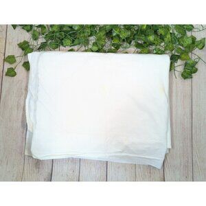 Nancy Koltes  TWIN Flat Sheet White Cream Italy 100% Cotton Embroidered Trim
